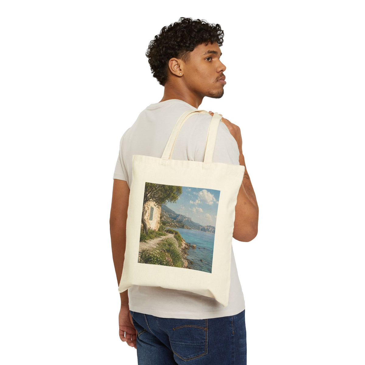 Canvas Tote Bag — 'Islas Jonicas, Grecia' Vintage Seaside Print